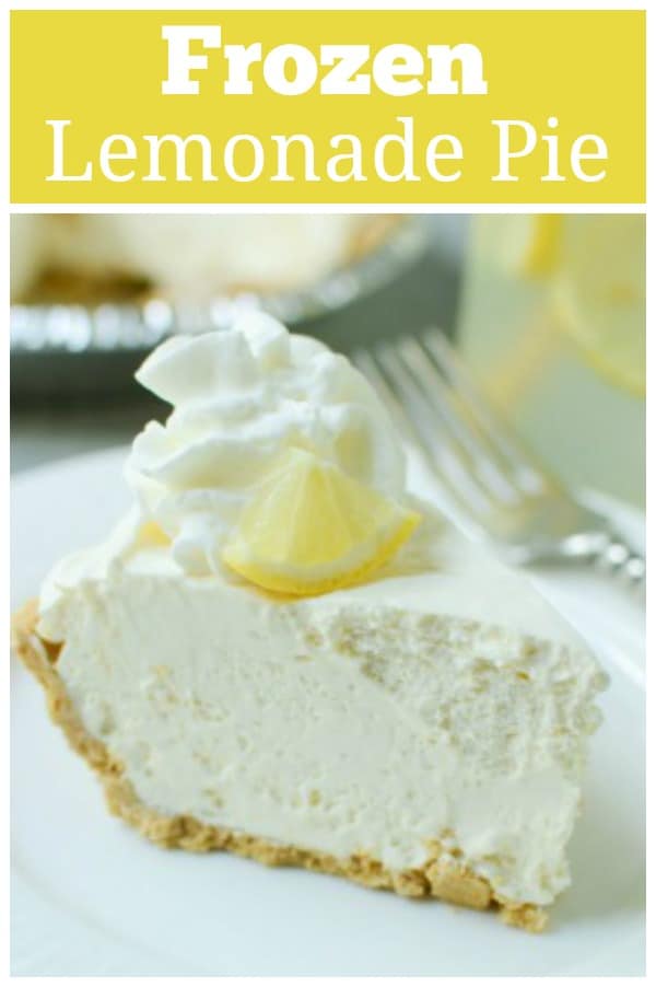 Frozen Lemonade Pie - only 4 ingredients and no bake! Graham cracker crust with a sweet creamy lemonade filling. The perfect summer dessert!