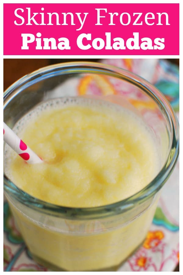 Skinny Frozen Pina Colada - don't give up your favorite frozen cocktail during bikini season! Easy 3 ingredient, low calorie pina coladas!