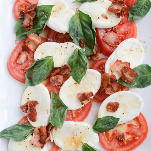 Caprese Salad with Warm Bacon Dressing