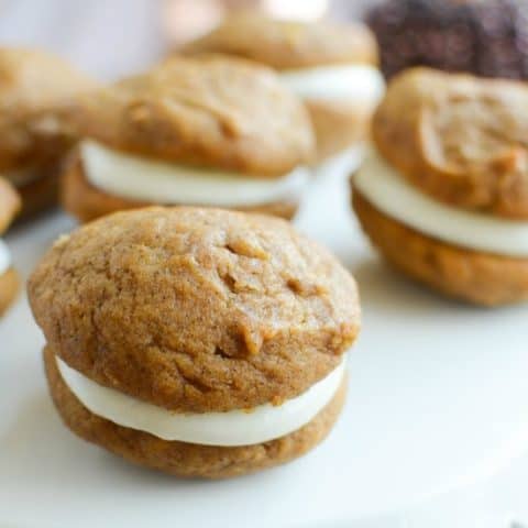 Pumpkin Whoopie Pies with Marshmallow Cream Cheese Filling