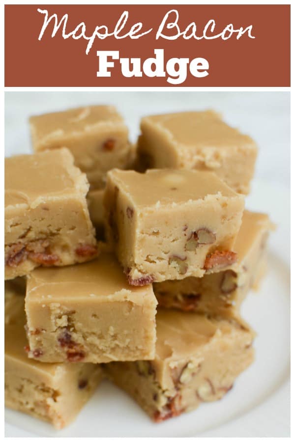 Maple Bacon Fudge - the perfect sweet and salty treat! Maple fudge with crispy bacon and pecans. These are great in Christmas cookie tins and at holiday parties. 