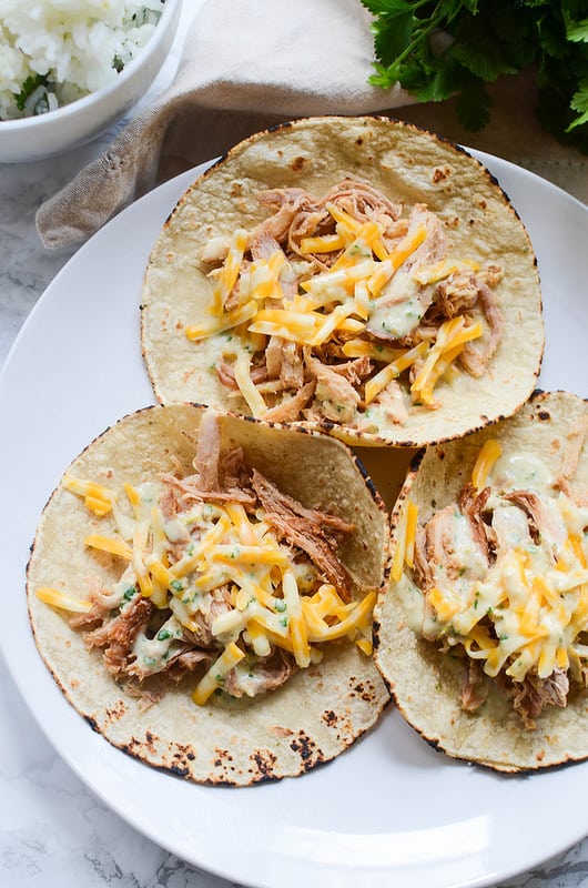 Sweet Pork Tacos with Cilantro Ranch Dressing