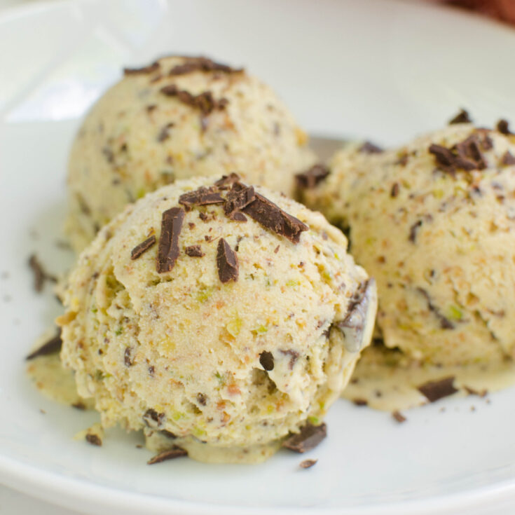 Pistachio Ice Cream with Chocolate Chunks
