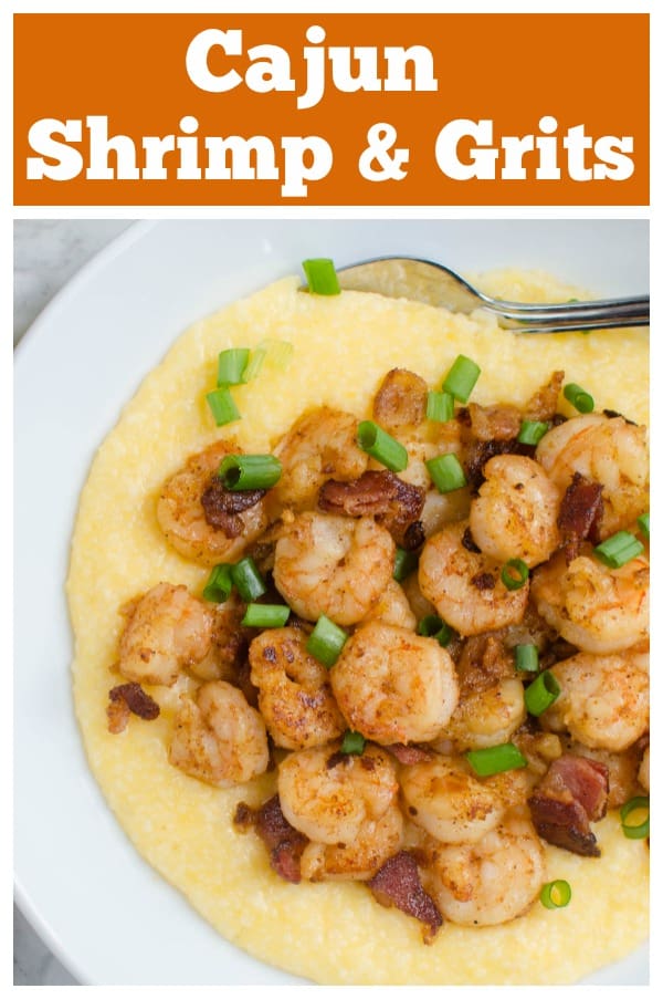 Cajun Shrimp and Grits - spicy shrimp with cheesy grits! Super simple recipe that feels very decadent. Perfect for brunch or a date night in!