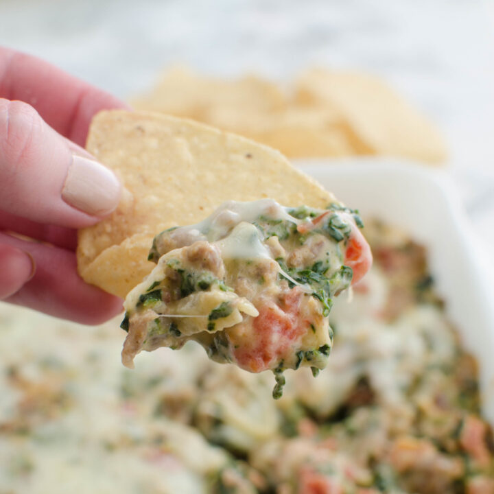 Cheesy Sausage and Spinach Dip