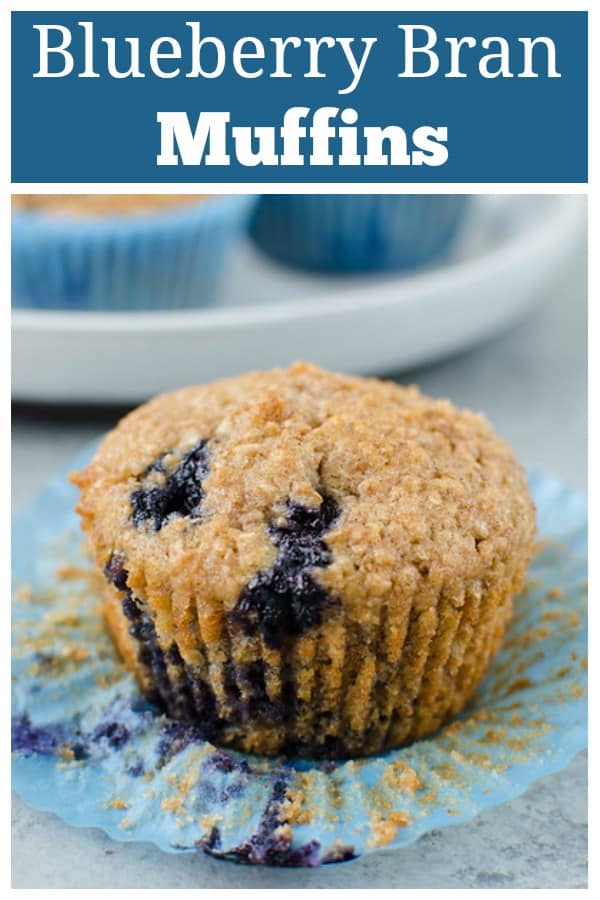 Blueberry Bran Muffins - healthy and hearty muffins made with Greek yogurt, wheat bran, and fresh blueberries. Great for breakfast meal prep!