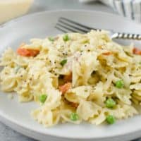 Parmesan Pasta with Bacon and Peas