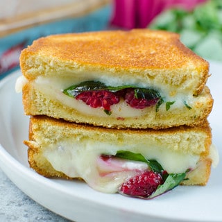 Raspberry, Basil, and Brie Grilled Cheese