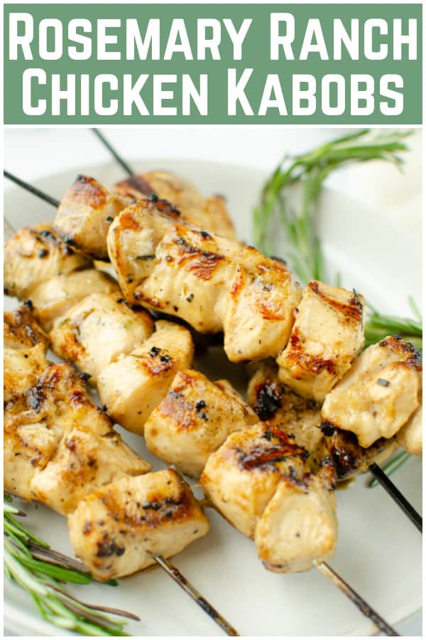 Rosemary Ranch Chicken Kabobs are marinated in a savory ranch and fresh rosemary marinade and grilled to perfection. An easy, flavorful summer dinner!