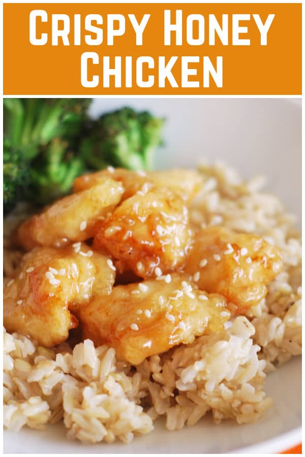 Honey Chicken - takeout style crispy chicken and tossed in a sweet honey sauce. Ready in about 30 minutes and the whole family will love it! 