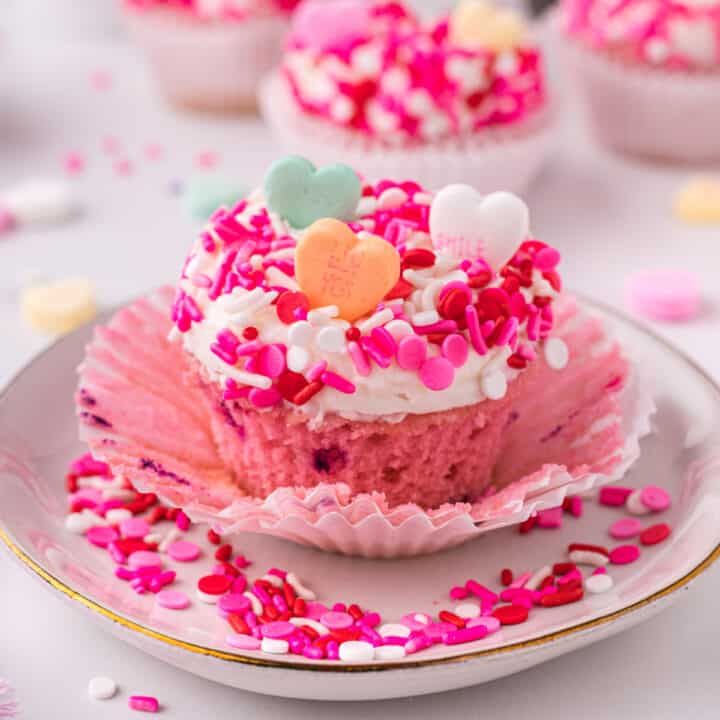 Pink Velvet Funfetti Cupcakes