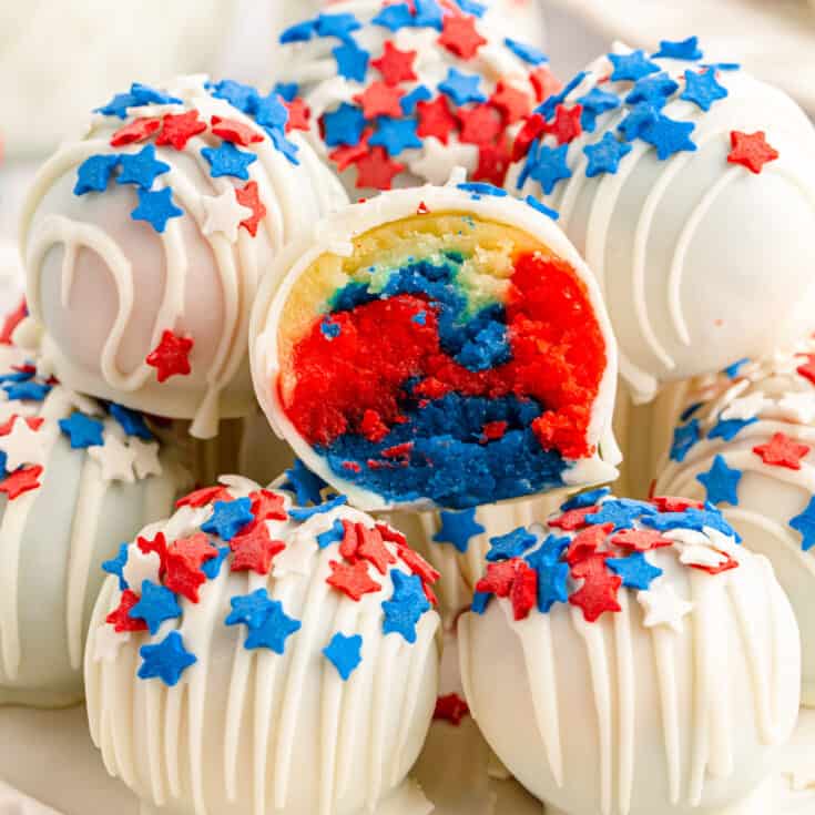 Red, White, and Blue Cake Balls
